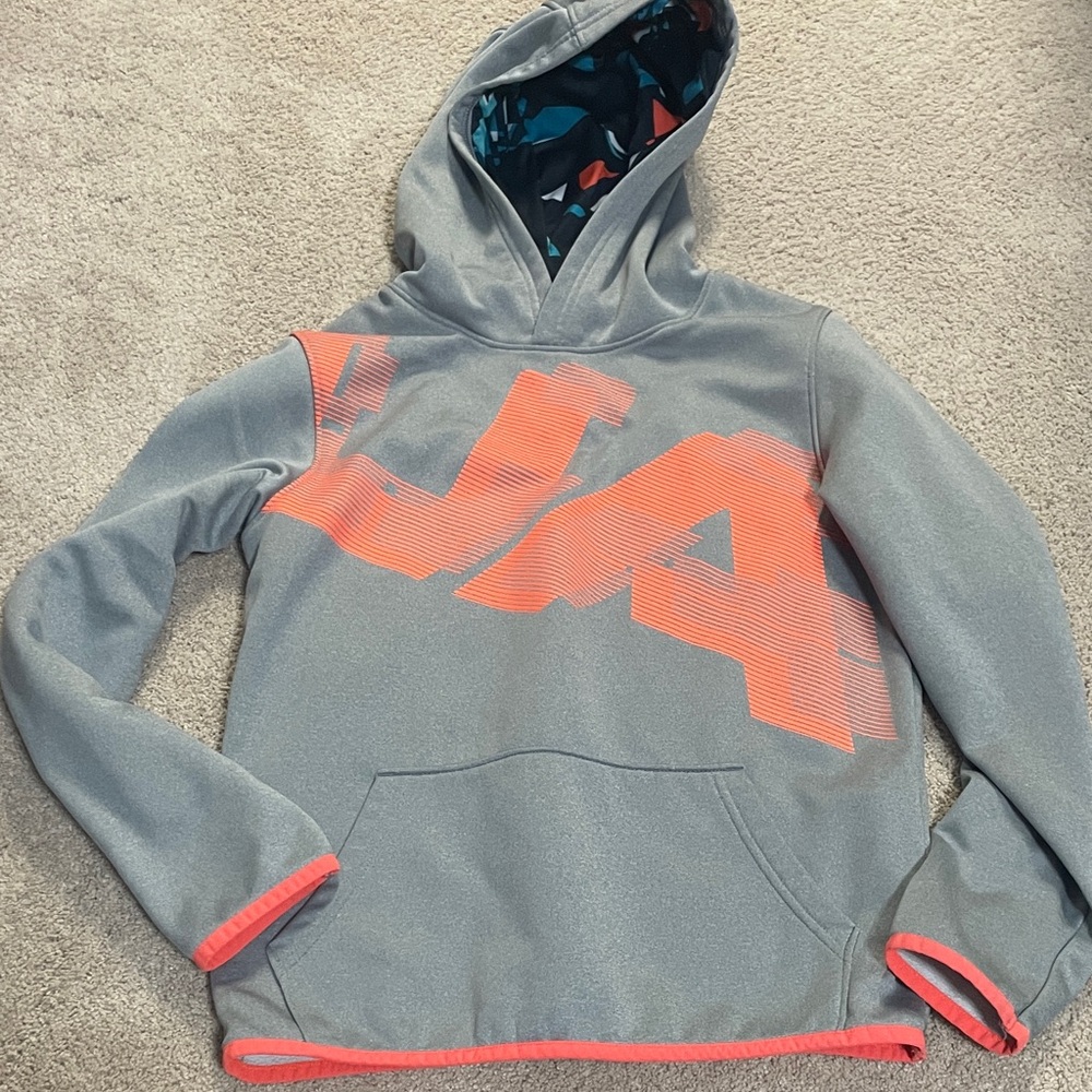 Under Armour Gray Hoodie with Orange Accents